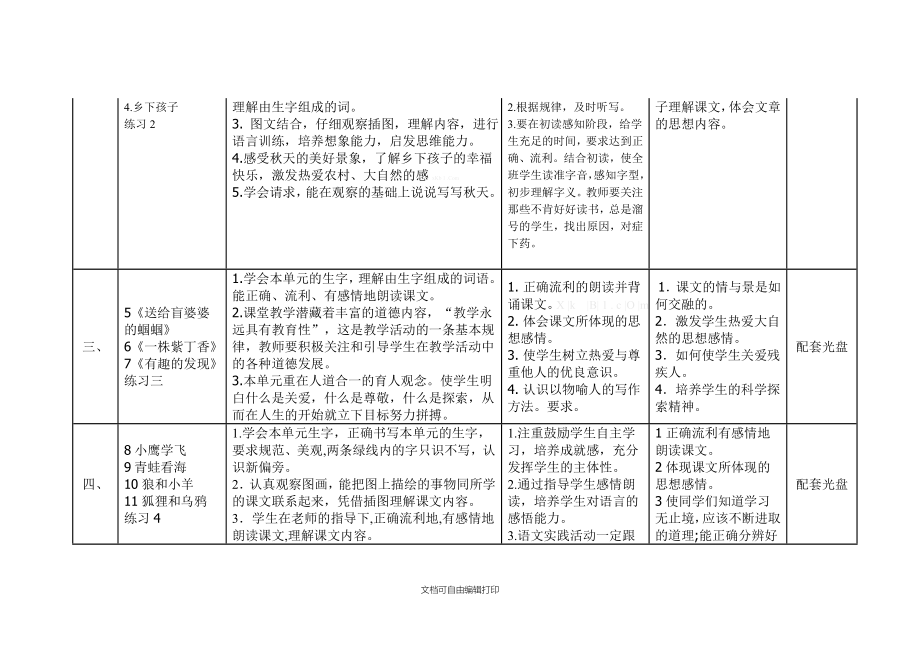 苏教版二年级语文上册教学计划