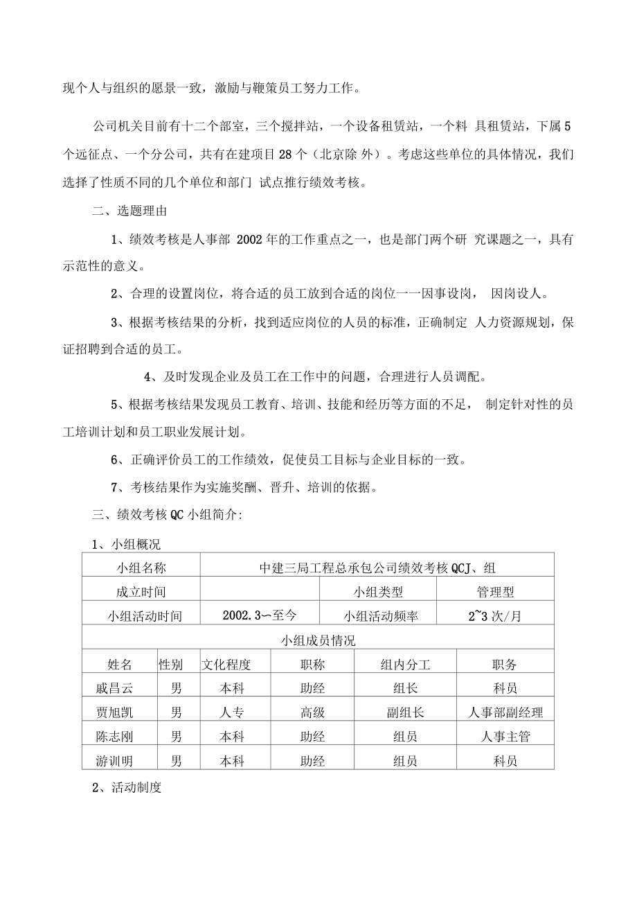 中建三局工程总承包公司绩效考核kpi说明