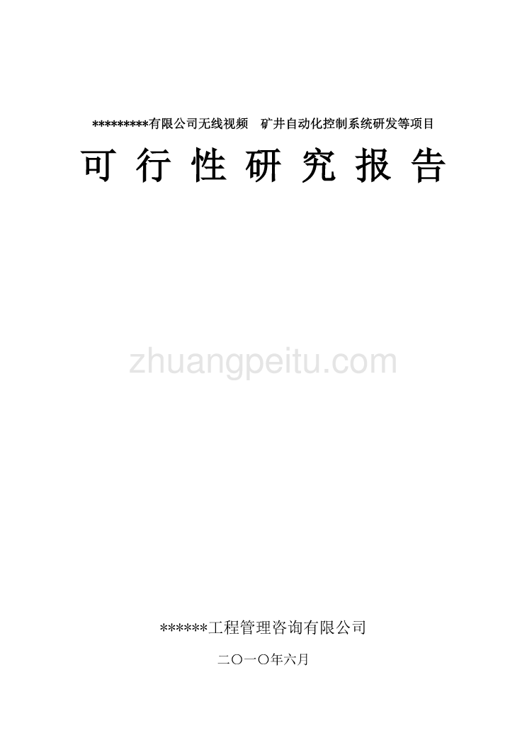 XX有限公司无线视频矿井自动化控制系统研发项目可行性研究报告_第1页