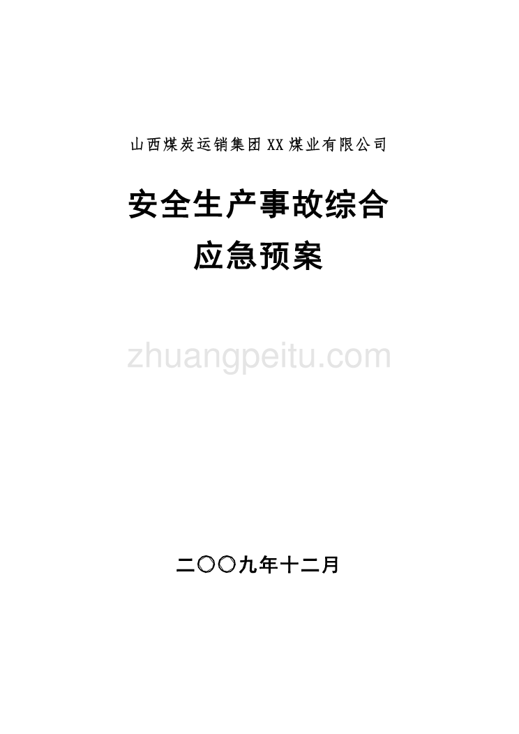 XX煤业有限公司2010年综合应急救援预案_第1页