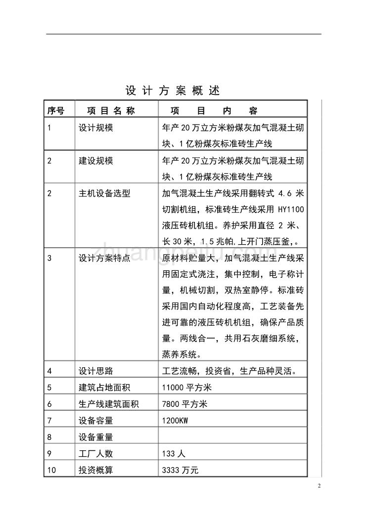 年产20万立方米加气混凝土砌块10000万标准砖生产线设计方案_第2页