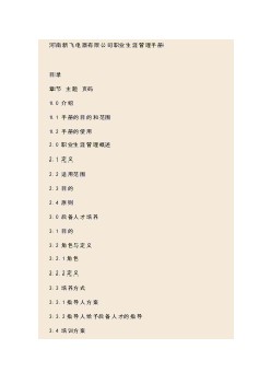 河南新飞电器有限公司职业生涯管理手册