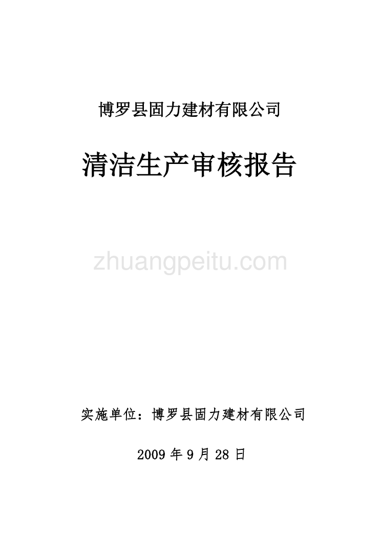 博罗县固力建材有限公司清洁生产审核报告_第1页