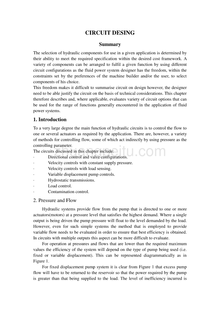 机械专业外文文献翻译-外文翻译--液压回路设计_第1页