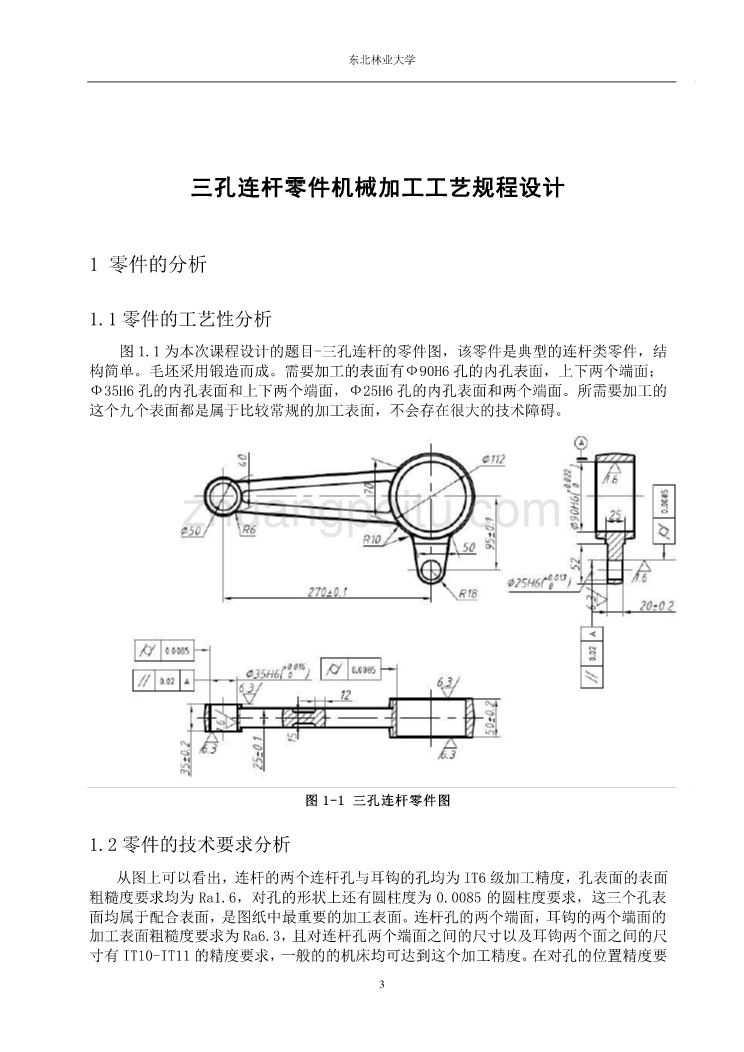 机械制造工艺学课程设计说明书-三孔连杆_第3页