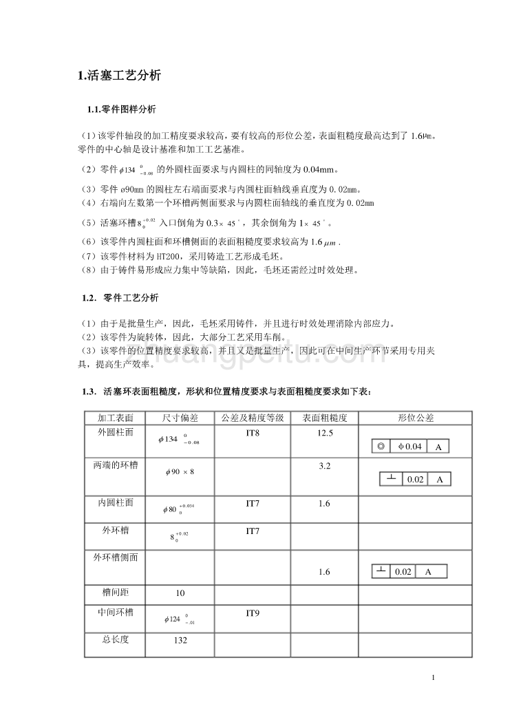 活塞工艺课程设计_第1页