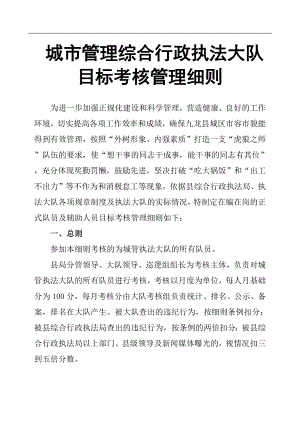 城市管理綜合行政執(zhí)法大隊目標考核管理細則.docx