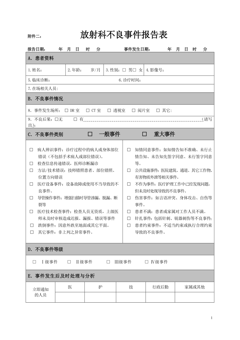 放射科醫(yī)療不良事件報(bào)告表_第1頁