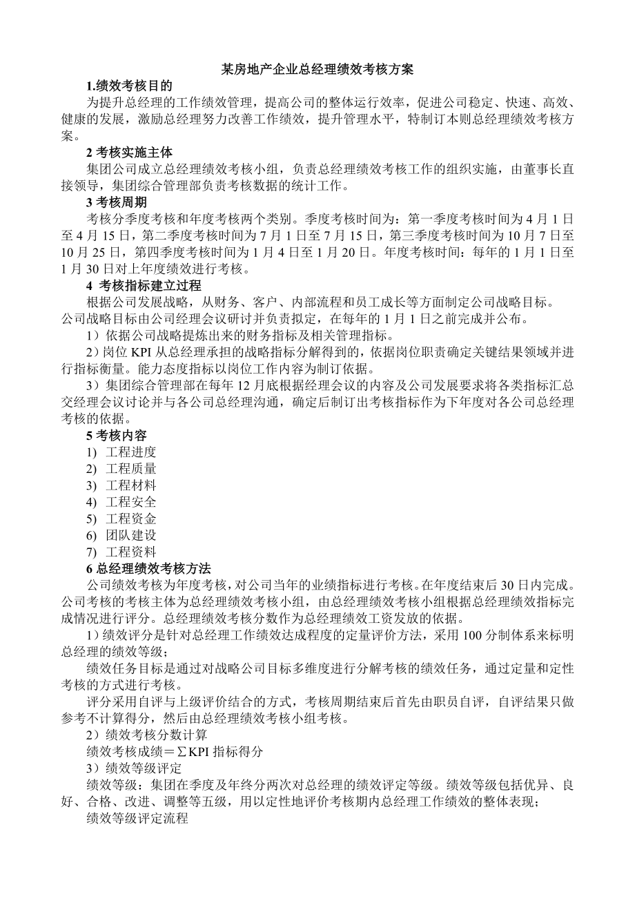 房地产企业总经理绩效考核方案.doc_第1页