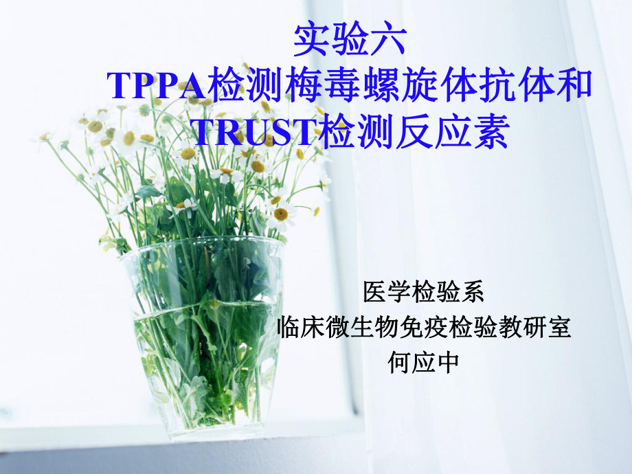 實驗六tppa檢測梅毒螺旋體抗體和trust檢測反應(yīng)素ppt課件_第1頁