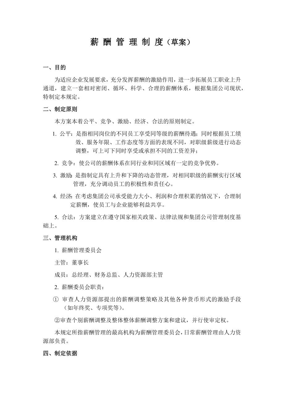 中小公司薪酬草案.docx_第1頁