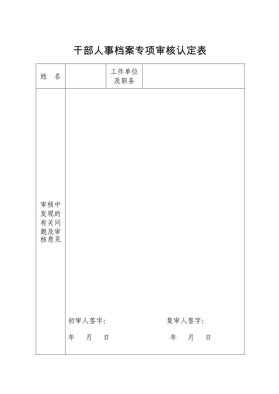 表3：干部人事檔案專項審核認定表及填表說明.doc_第1頁