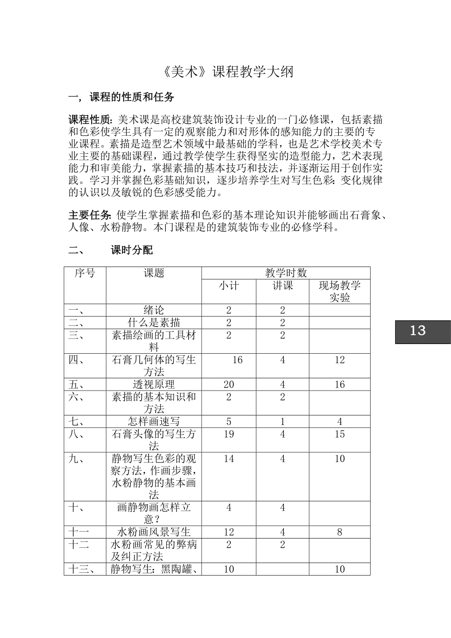 美術(shù)課程教學(xué)大綱.doc_第1頁