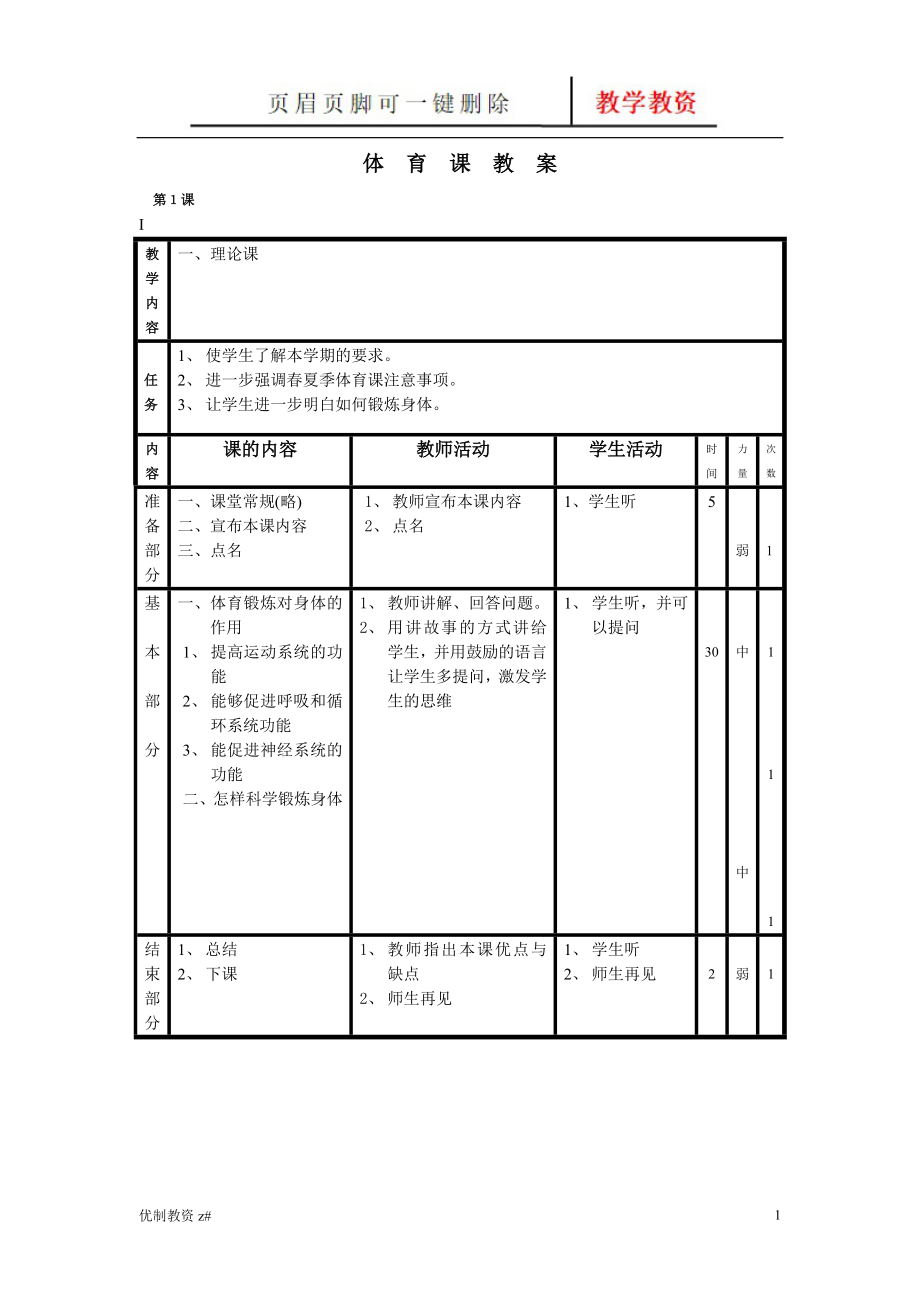 小學(xué)六年級體育教案(表格式)[中小教育]_第1頁