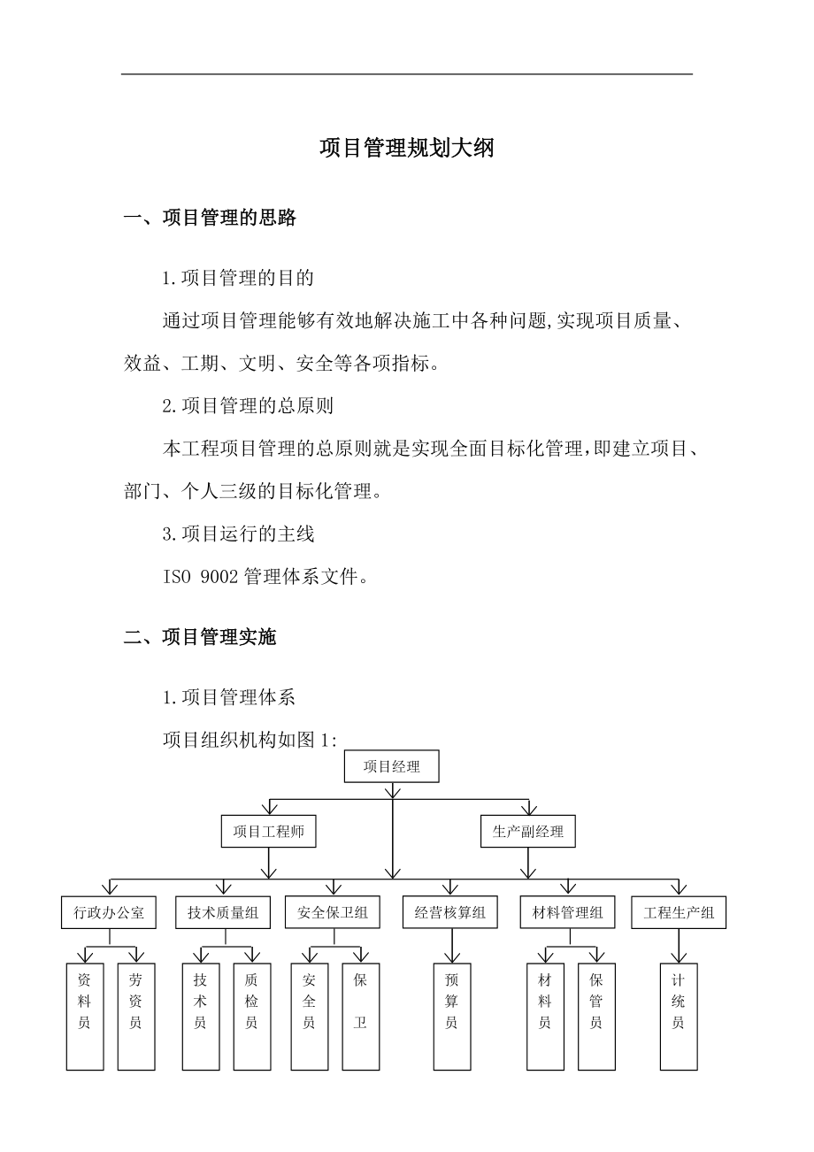 项目管理规划大纲范本_第1页