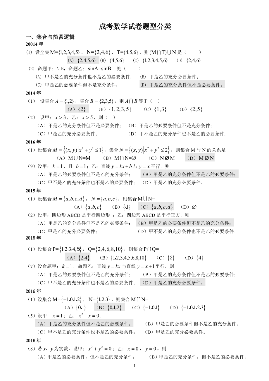 成人高考數(shù)學(xué)試題(歷年成考數(shù)學(xué)試題.doc_第1頁