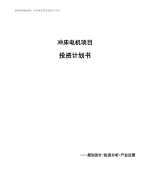 沖床電機項目投資計劃書