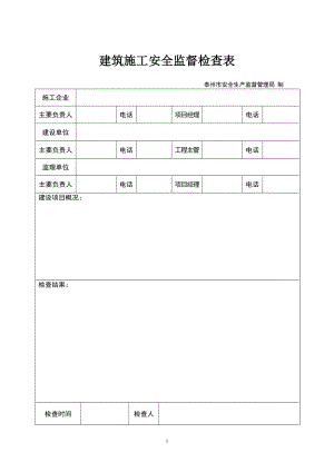 建筑施工安全監(jiān)督檢查表.doc