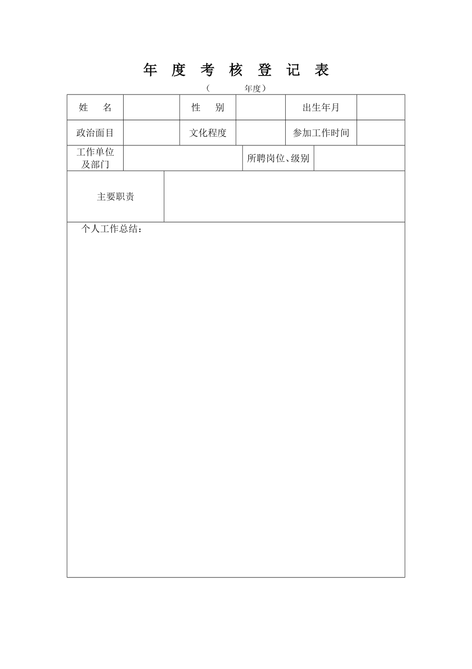 職稱評審年度考核登記表.doc-年度考核登記表.doc_第1頁