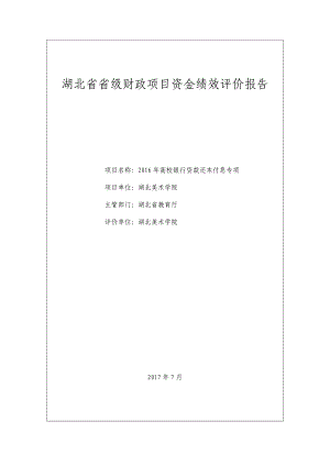 湖北級財政項目資金績效評價報告.doc