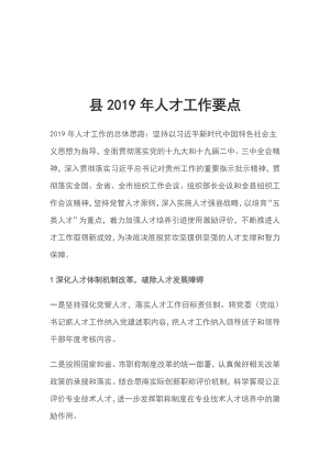 縣2019年人才工作要點(diǎn)