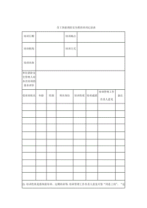 員工崗前消防安全教育培訓記錄表.docx