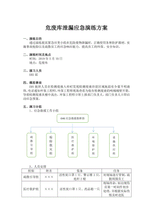 危廢庫泄漏應(yīng)急演練方案