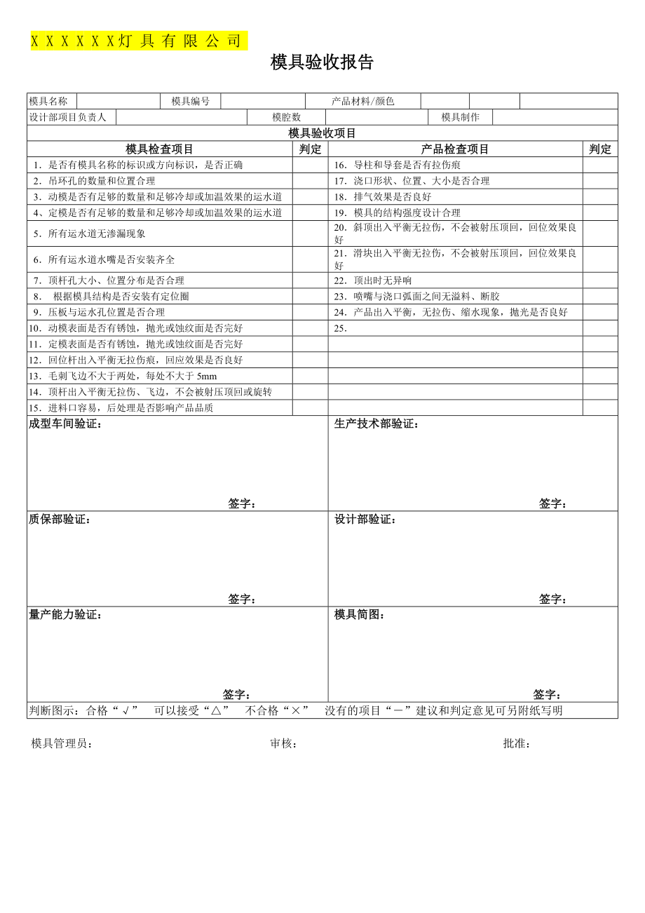 模具驗(yàn)收報(bào)告表格.doc_第1頁