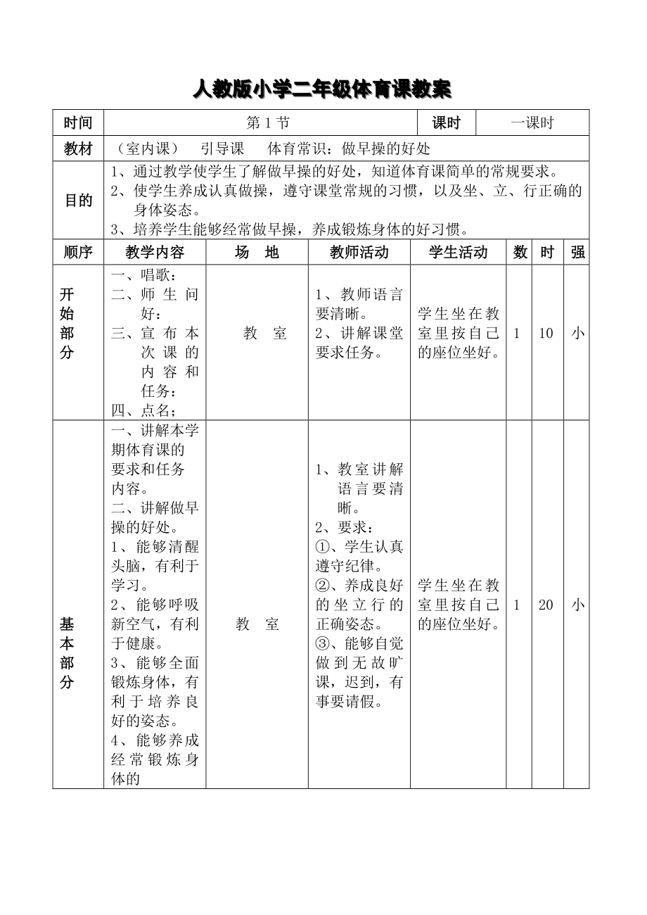 人教版小學(xué)二年級體育課教案.doc_第1頁