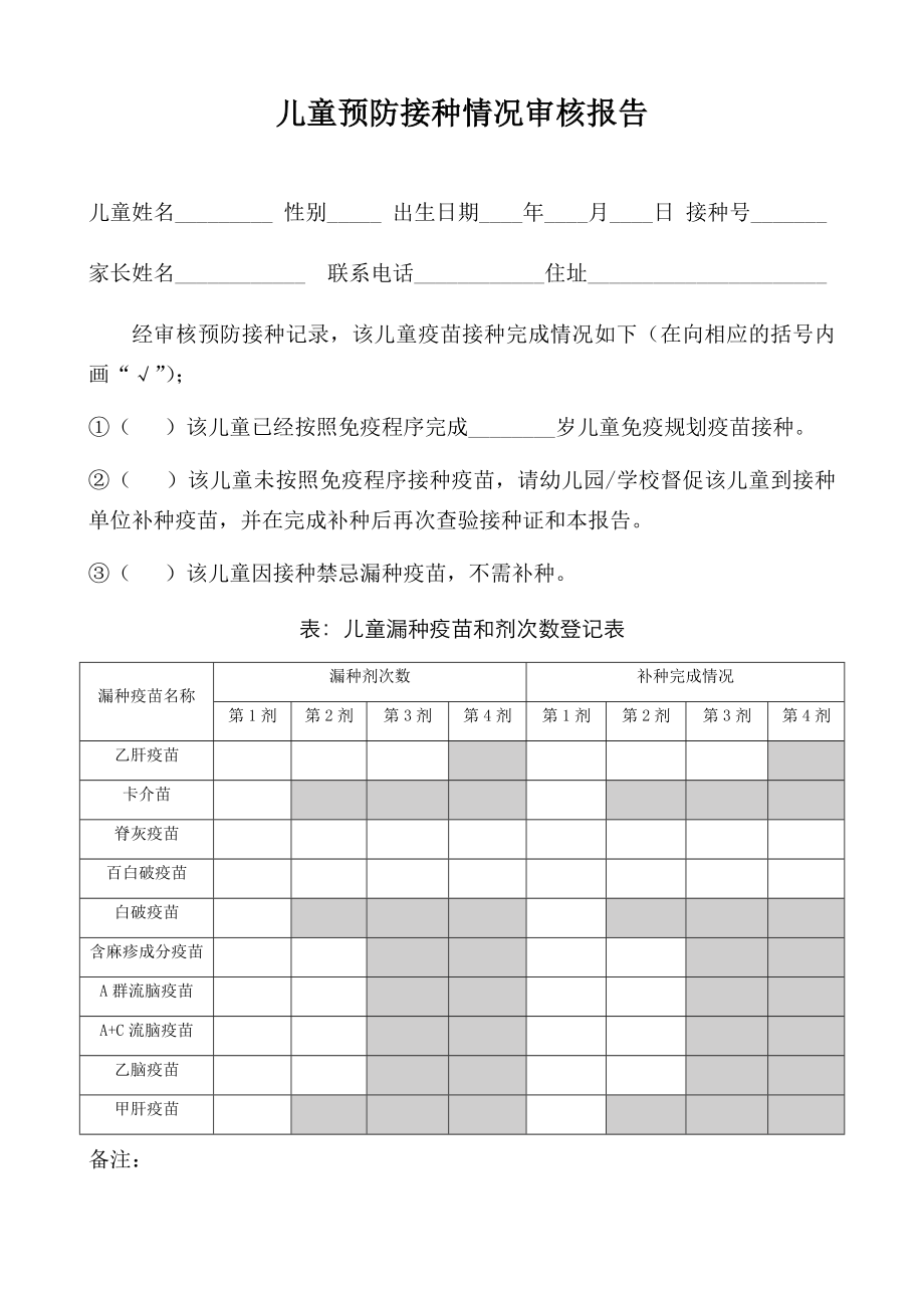 兒童預防接種情況審核報告docx