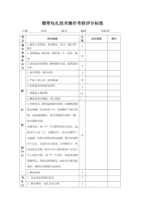 繃帶包扎技術操作考核評分標準.doc