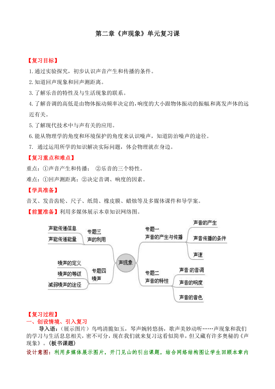 人教版初中八年級物理第二章《聲現(xiàn)象》教案.doc_第1頁