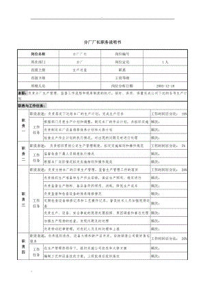 崗位職責(zé)_分廠廠長職務(wù)說明書1