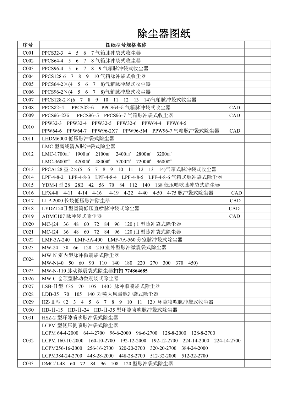 除塵器圖紙設(shè)備資料.doc_第1頁