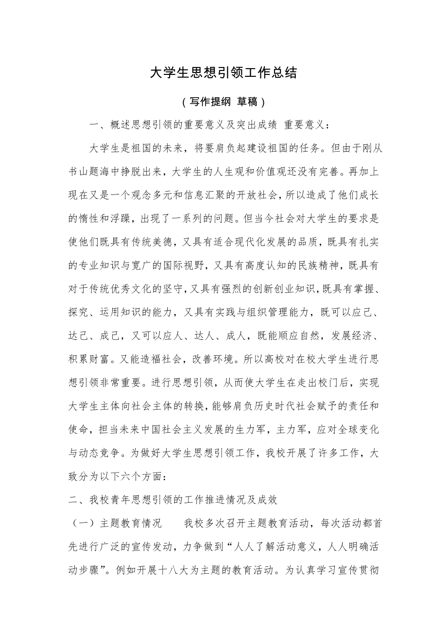 2012大學(xué)生思想引領(lǐng)工作總結(jié)1.doc_第1頁