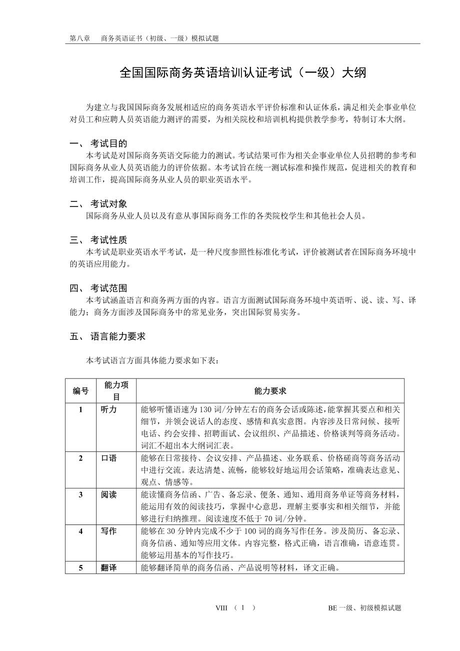 [英語(yǔ)考試]商務(wù)英語(yǔ)初級(jí)、一級(jí)考試模擬試題集.doc_第1頁(yè)