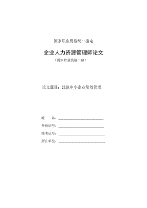 淺談中小企業(yè)績效管理論文.doc