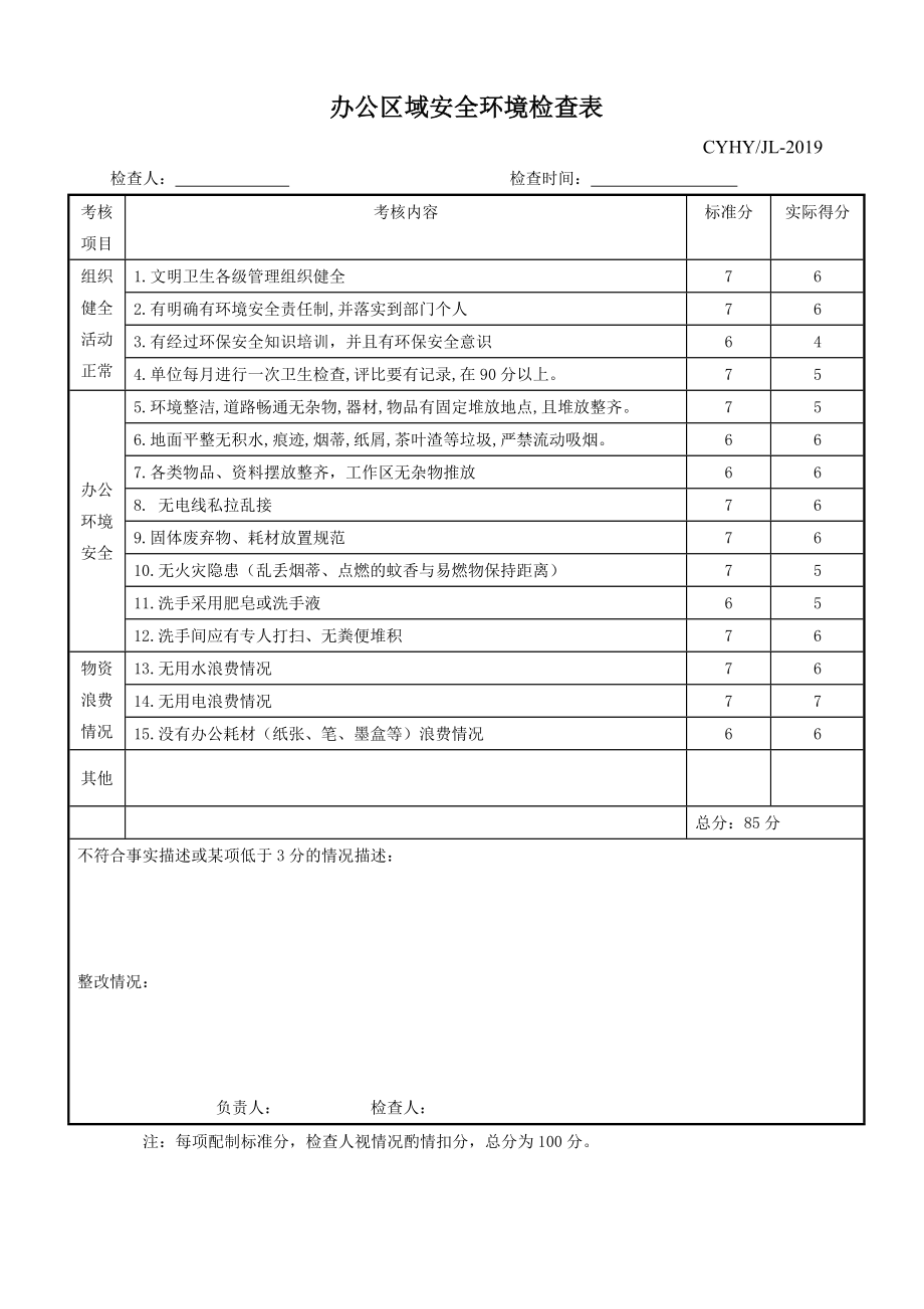 辦公區(qū)域安全環(huán)境檢查表_第1頁(yè)