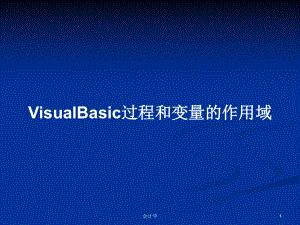 VisualBasic过程和变量的作用域PPT学习教案