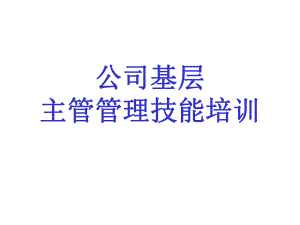 公司基層主管管理技能培訓(xùn)ppt課件