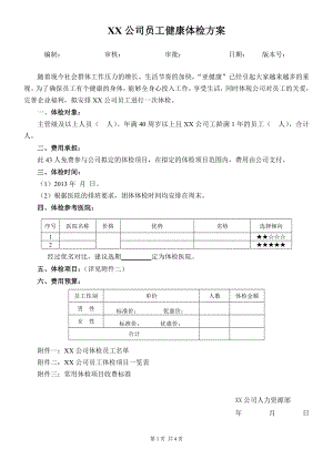 XX公司員工健康體檢方案.doc