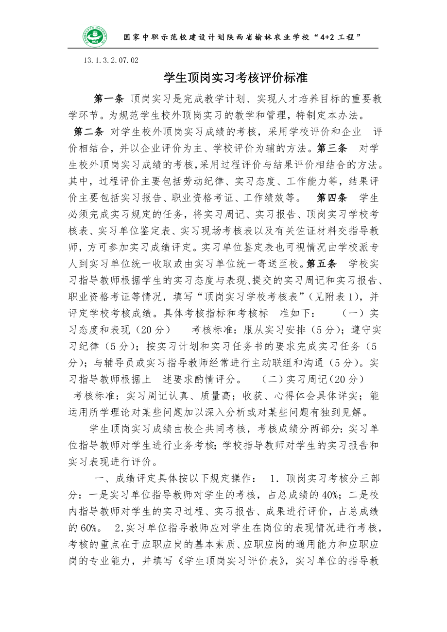 学生顶岗实习考核评价标准.doc_第1页