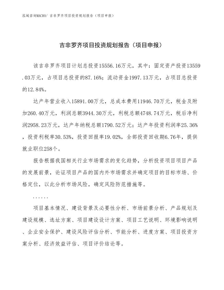 吉非罗齐项目投资规划报告（项目申报）.docx_第1页