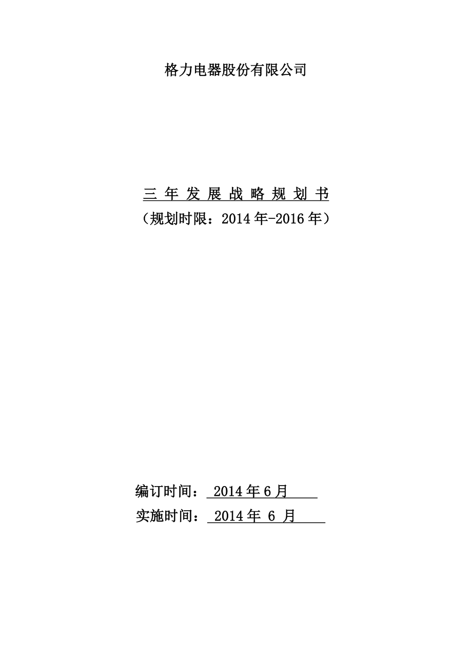 格力三年发展战略规划_第1页