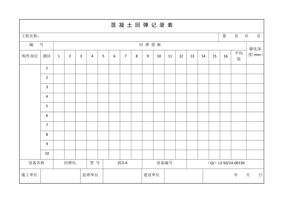 混凝土回彈記錄表.docx_第1頁