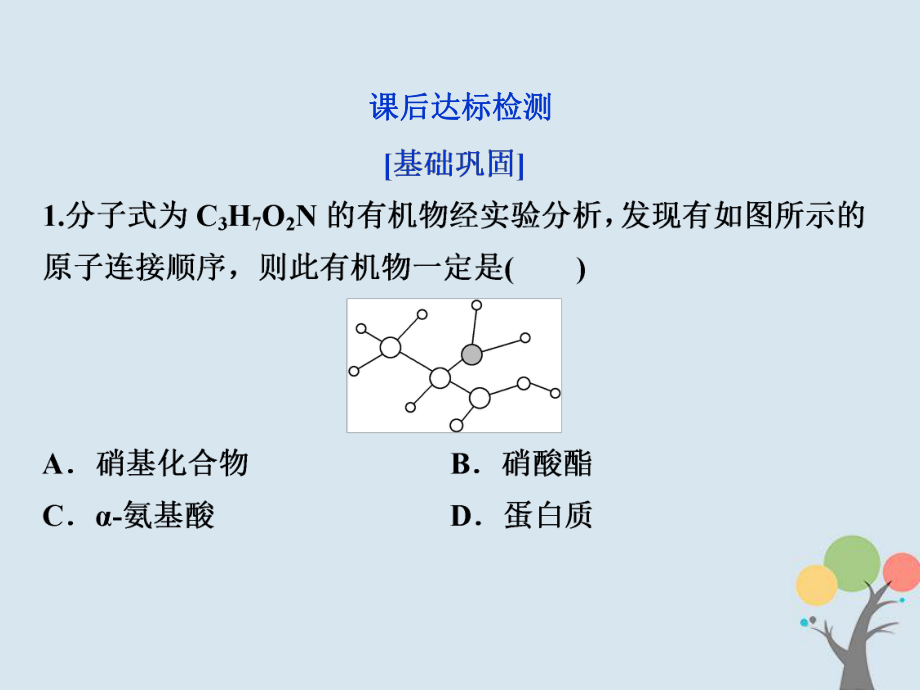 化學 第四章 生命中的基礎(chǔ)有機物質(zhì) 第三節(jié) 蛋白質(zhì)和核酸課后達標檢測 新人教版選修5_第1頁