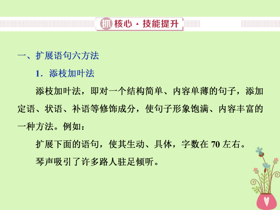 語文第五部分四 擴展語句壓縮語段 2 抓核心技能提升 新人教版_第1頁