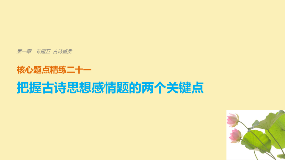 語(yǔ)文 第一章 五 古詩(shī)鑒賞 精練二十一 把握古詩(shī)思想感情題的兩個(gè)關(guān)鍵點(diǎn)_第1頁(yè)