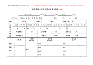 一年級語文期中考試質量分析表(年級).doc