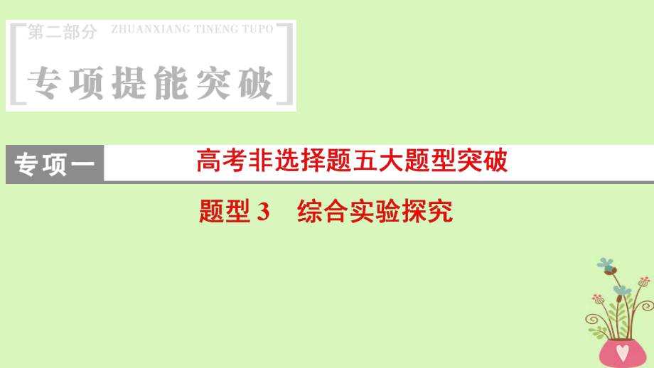 化學專項1 非選擇題五大題型突破 題型3 綜合實驗探究_第1頁